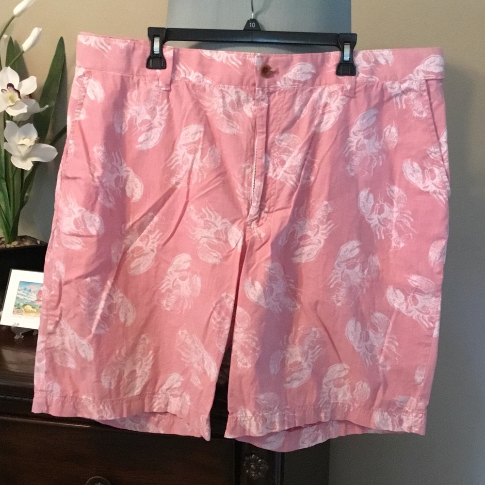 Men’s-EUC-Izod Pink Nautical Lobster Print Bermuda Shorts